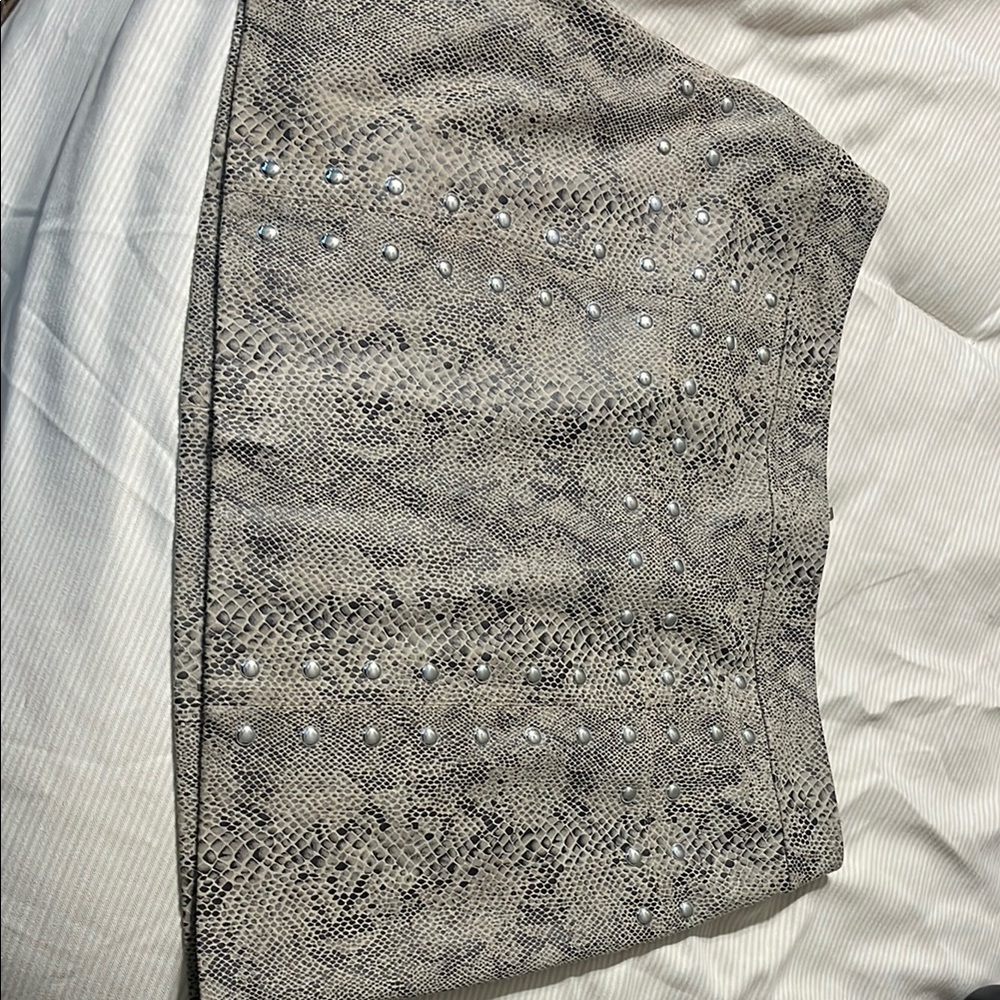 Bar III Snake Print Mini Skirt with Studs